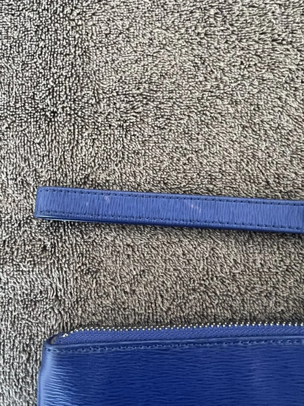 Lauren Ralph‎ Lauren Epi Textured Leather Wristlet Clutch Silver